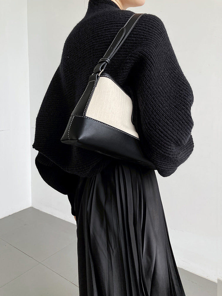 Thumbnail: Touka Knitted Shrug Scarf - Black