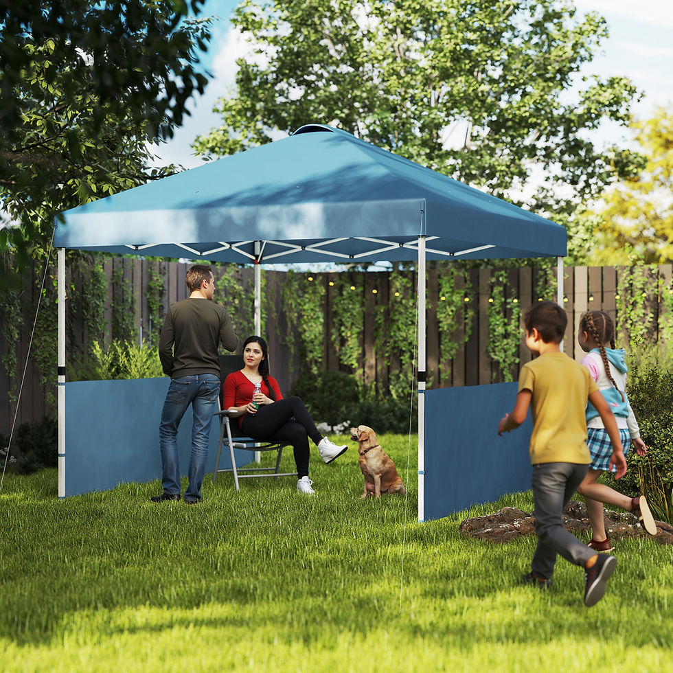 Thumbnail: 10' X 10' Pop up Canopy Tent with 2 Half Sidewalls, Sea Blue
