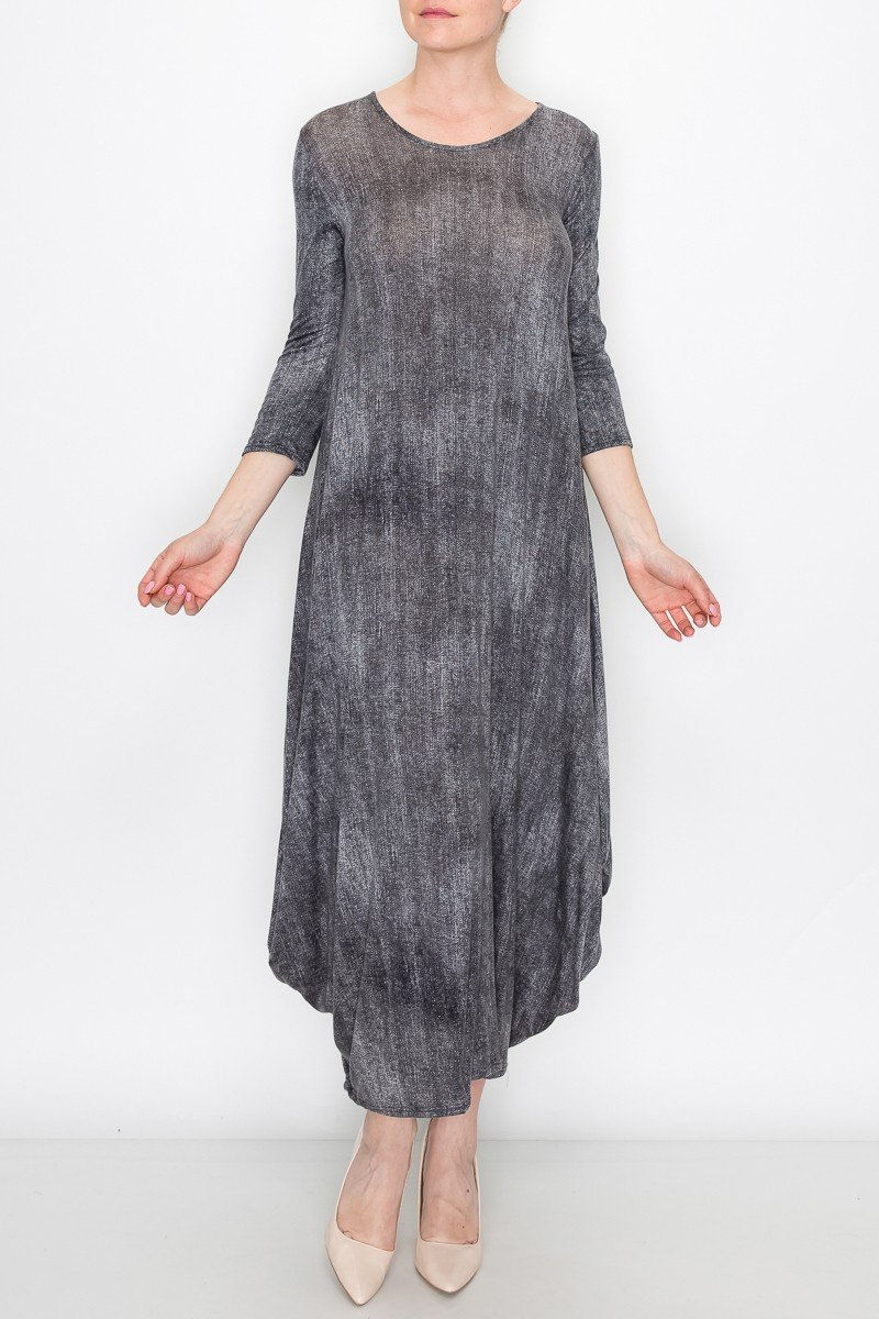 Tie Dye Balloon Dress -Balloon bottom Long dress Comfortable fit Casual style