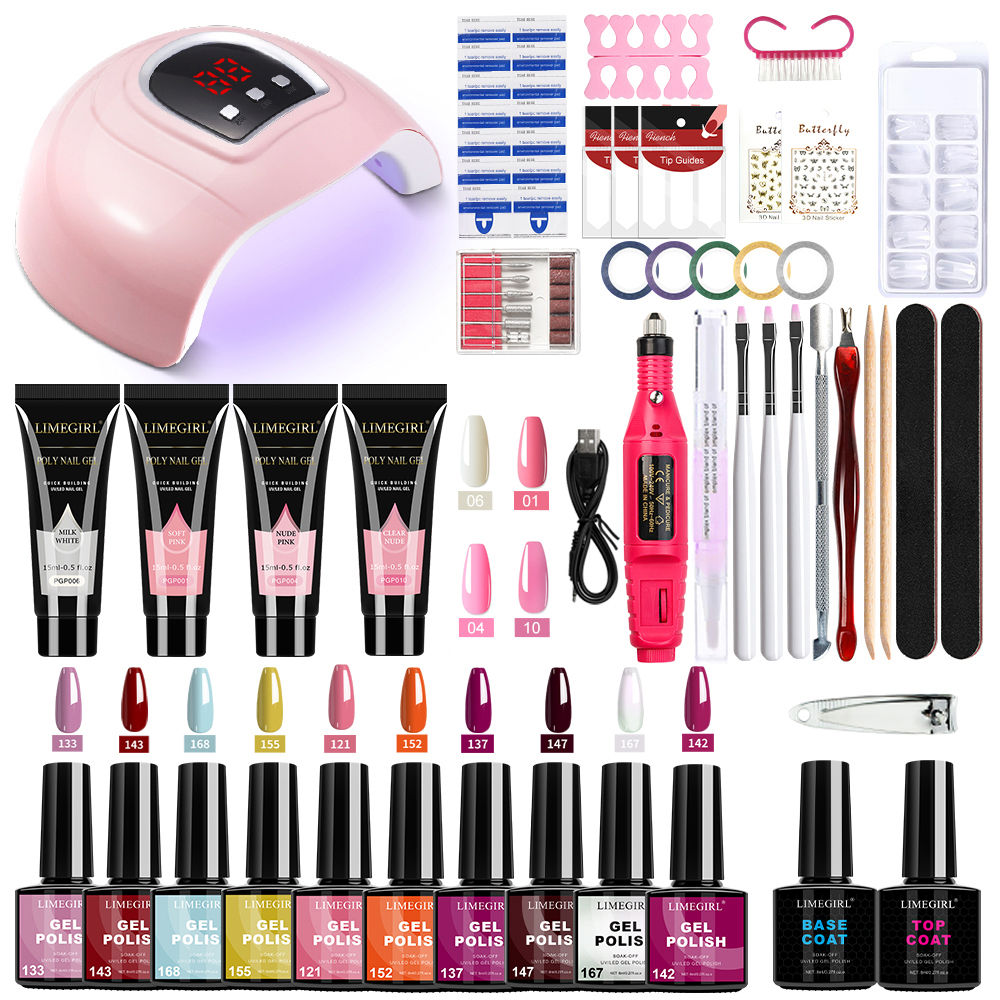 LIMEGIRL Gel Nail Polish Kit UV Soak Gel Base Coat Polishing Tool with LED Light