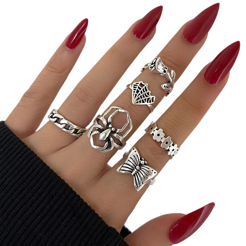 Thumbnail: 22pc/Lot Wholesale Bohemia Style Finger Rings For Women Vintage Silver Plate Sto
