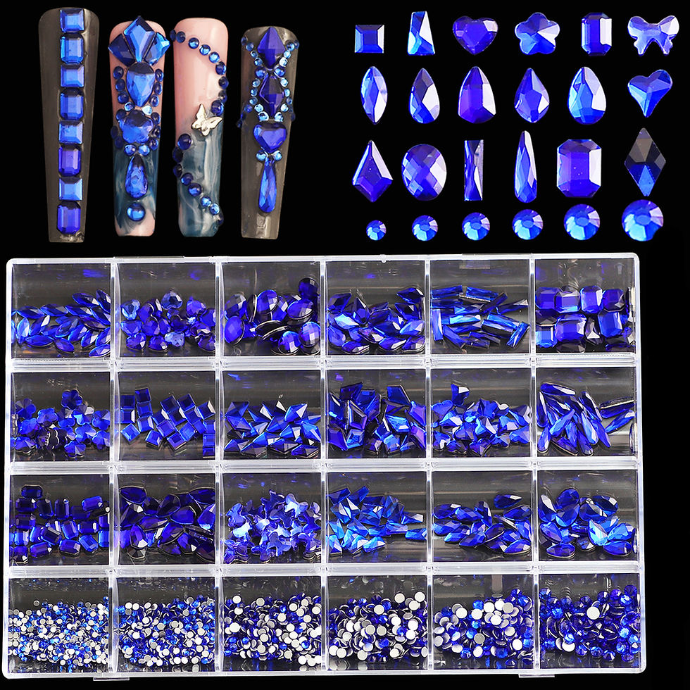 Thumbnail: 1 box of multi -shaped 3D nail diamond kits -24 AB crystal gem grids, flat -bott