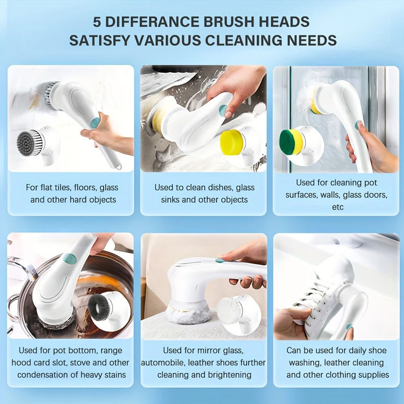 Thumbnail: Premium Electric Cleaning Brush - IPX7 Waterproof, Ergonomic Handle for Bathroom