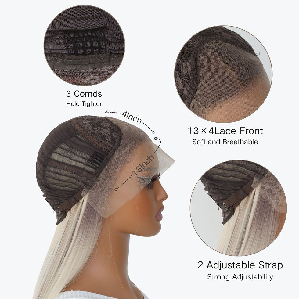 Thumbnail: Highlight Ash Blonde Lace Front Wig Straight Ombre Brown Mixed Blonde 13x4 Synth