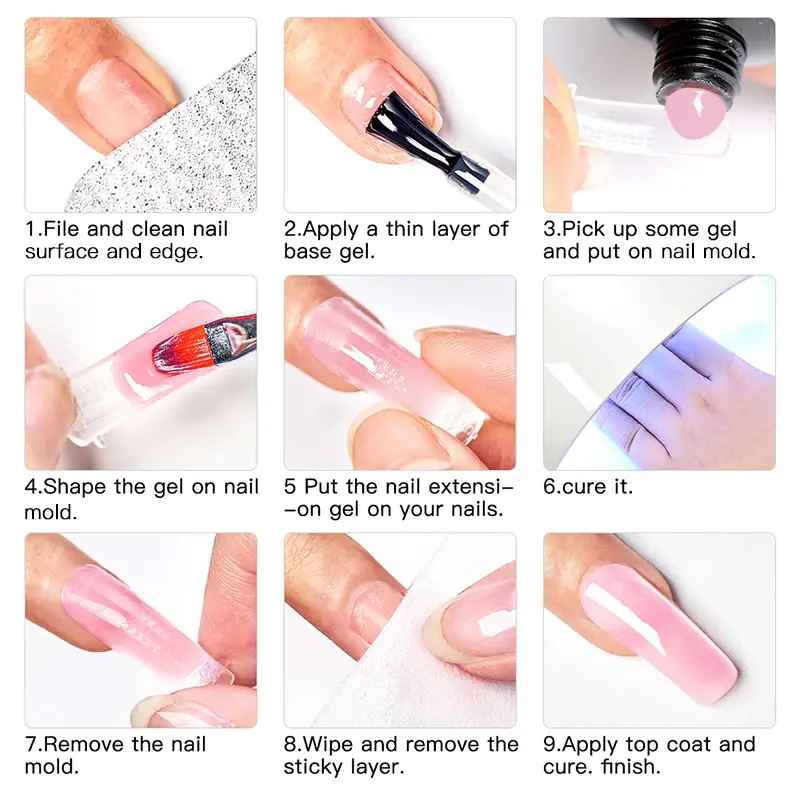 Thumbnail: 10pcs Quick Extension Gel Nail Polish Set 20ml Clear Pink Long Lasting Building 