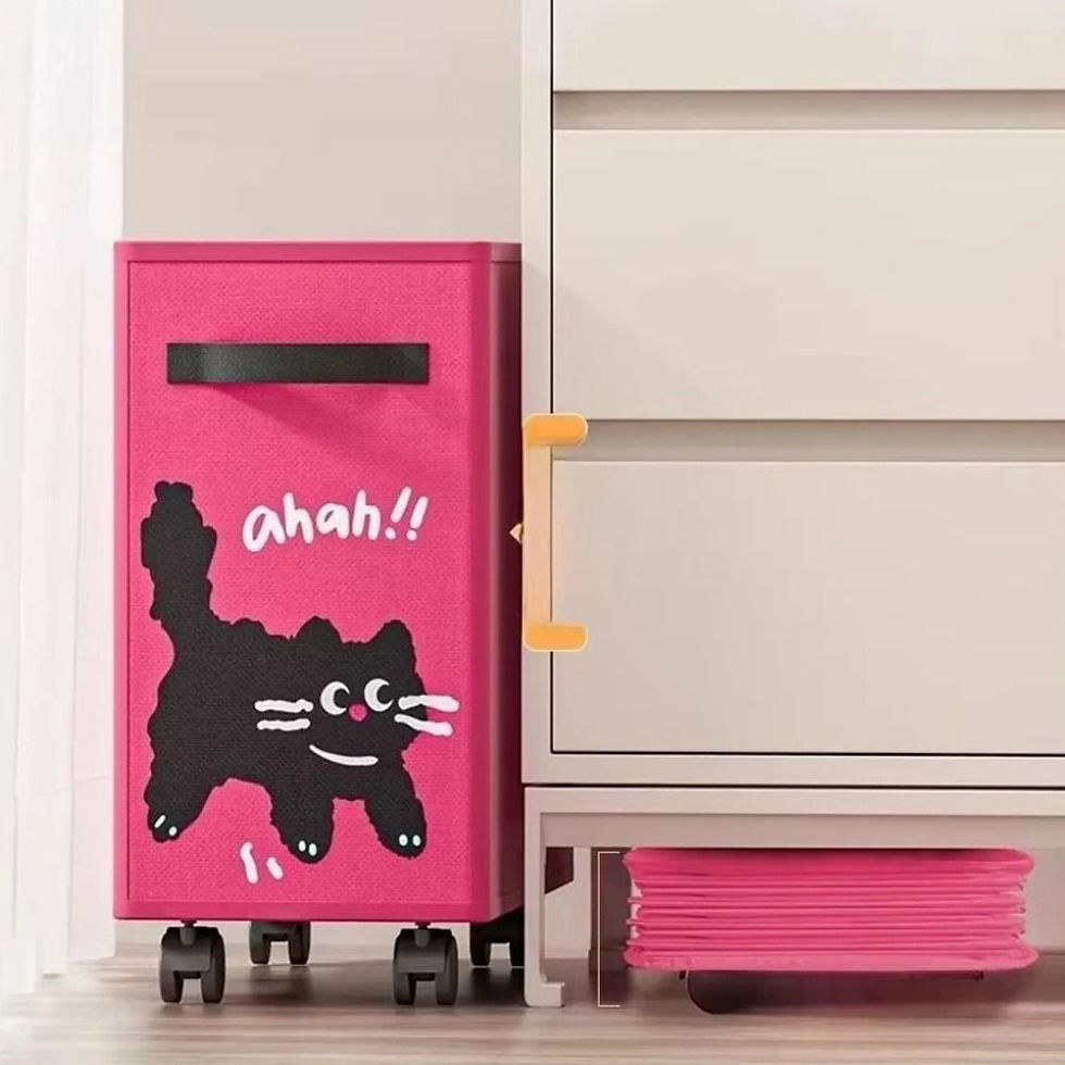 Thumbnail: Oxford Cloth Under Desk Cart Storage Basket Cartoon Animal Print Movable Rolling