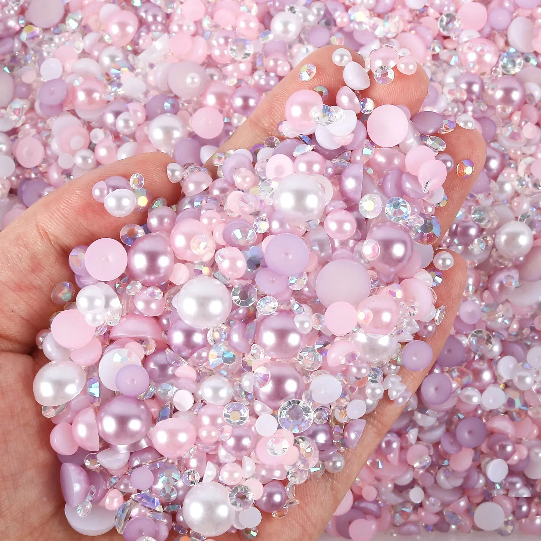 Flat Back Mix Resin Rhinestone and Pearl Beads For DIY Craft Mix Pearls Rhinesto