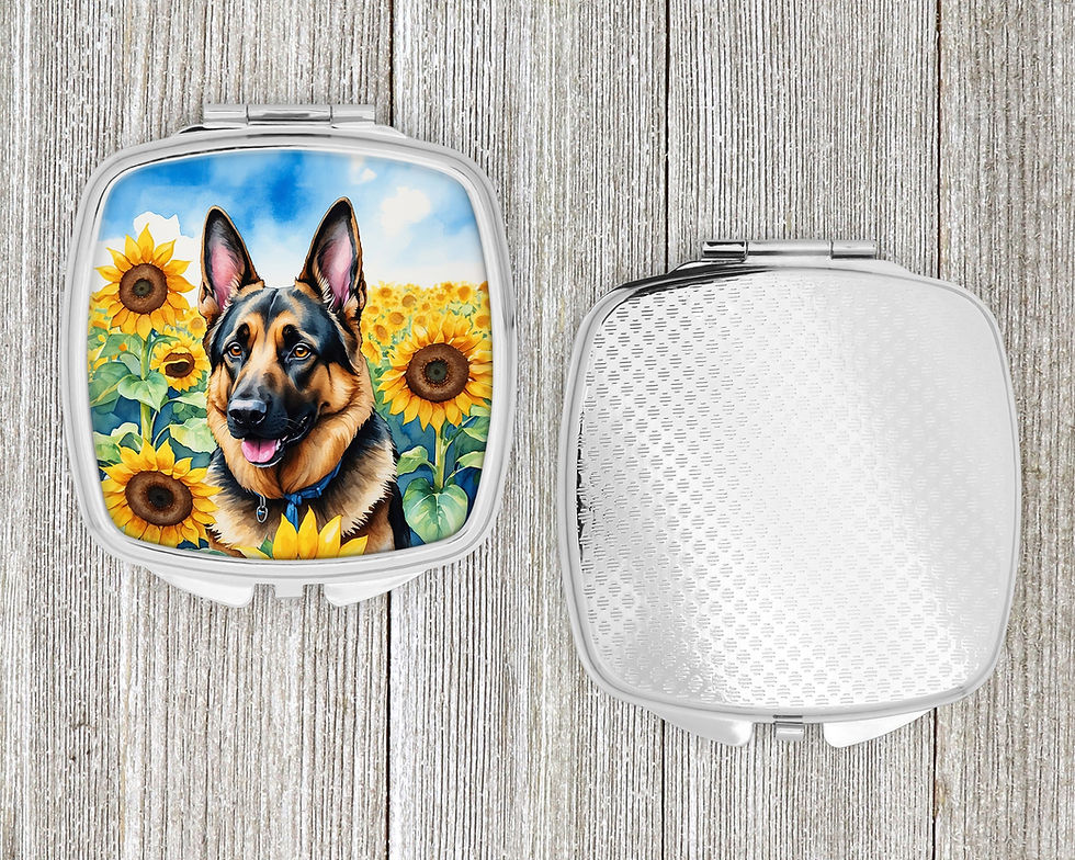 Thumbnail: German Shepherd in Sunflowers Compact Mirror