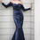 Thumbnail: Navy Off Shoulder Sequin Gown