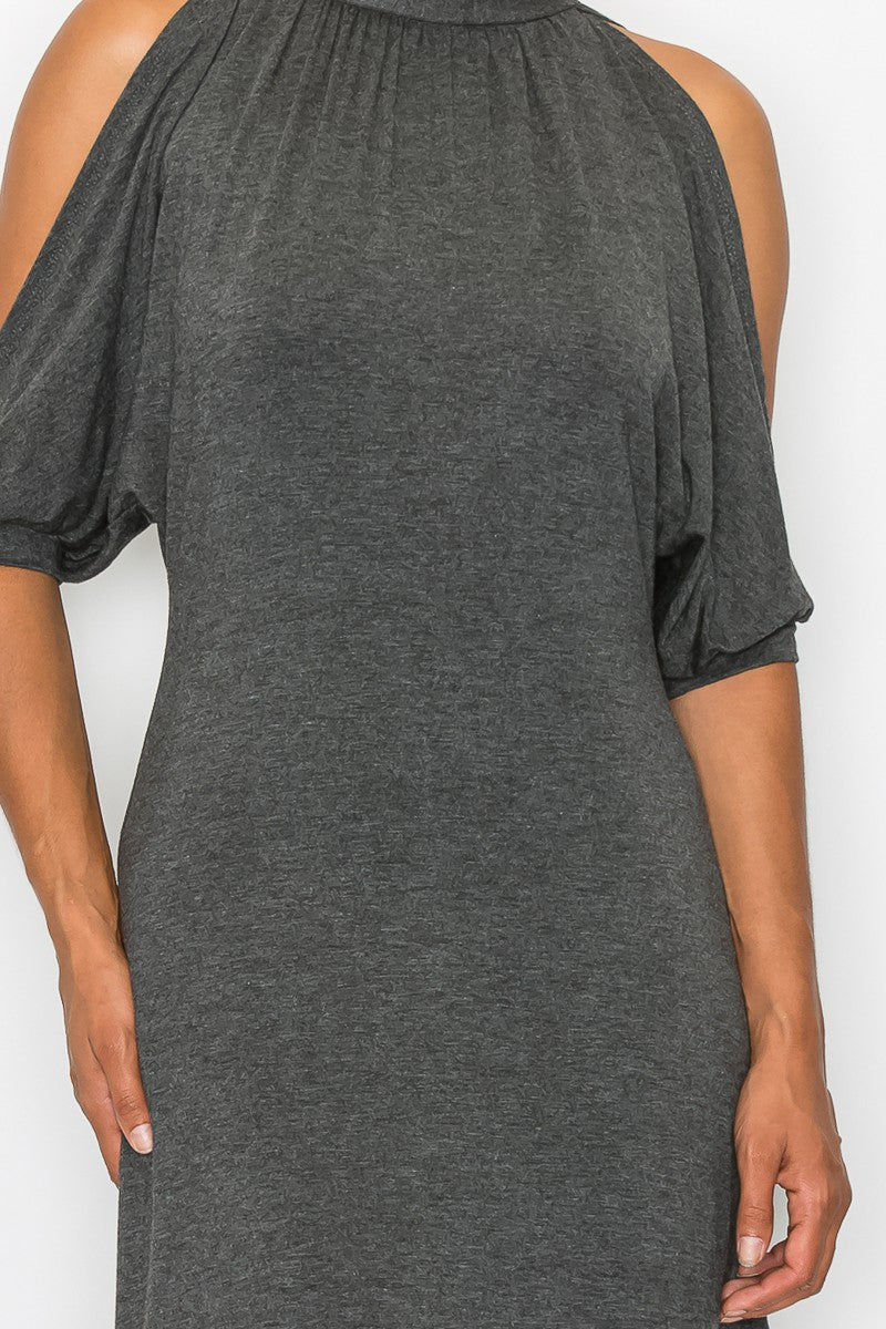 Thumbnail: Open Shoulder Sexy Back Dress - Grey