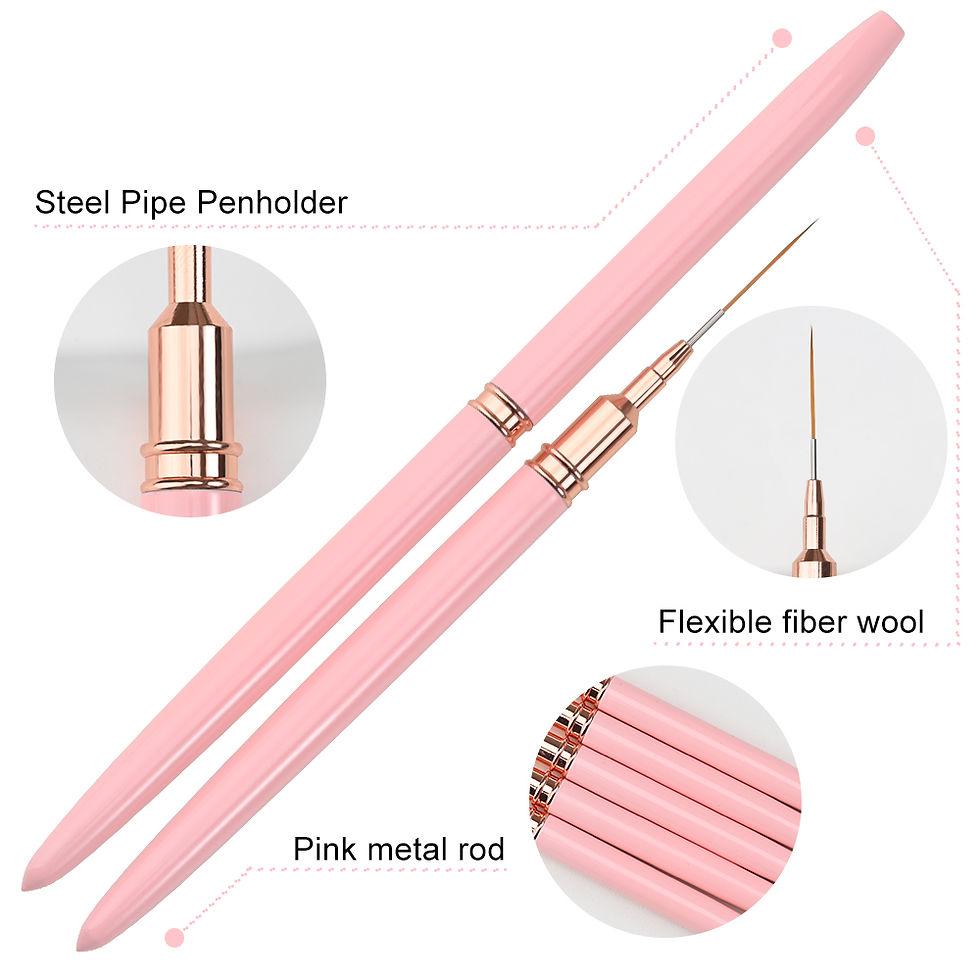 Thumbnail: 5/10pcs Pink/Black Nail Art Liner/Painting Brushes Ultra-thin Line Drawing Tool 