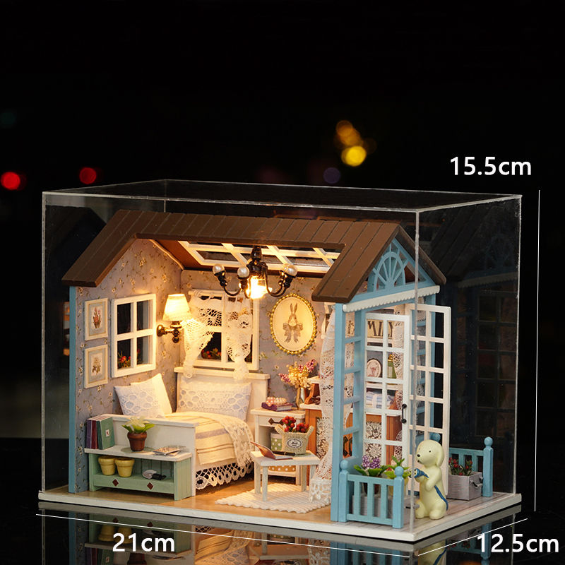 Thumbnail: DIY Doll Houses Kits 3D Wooden Puzzles Mini Doll House Assembly Building Furnitu
