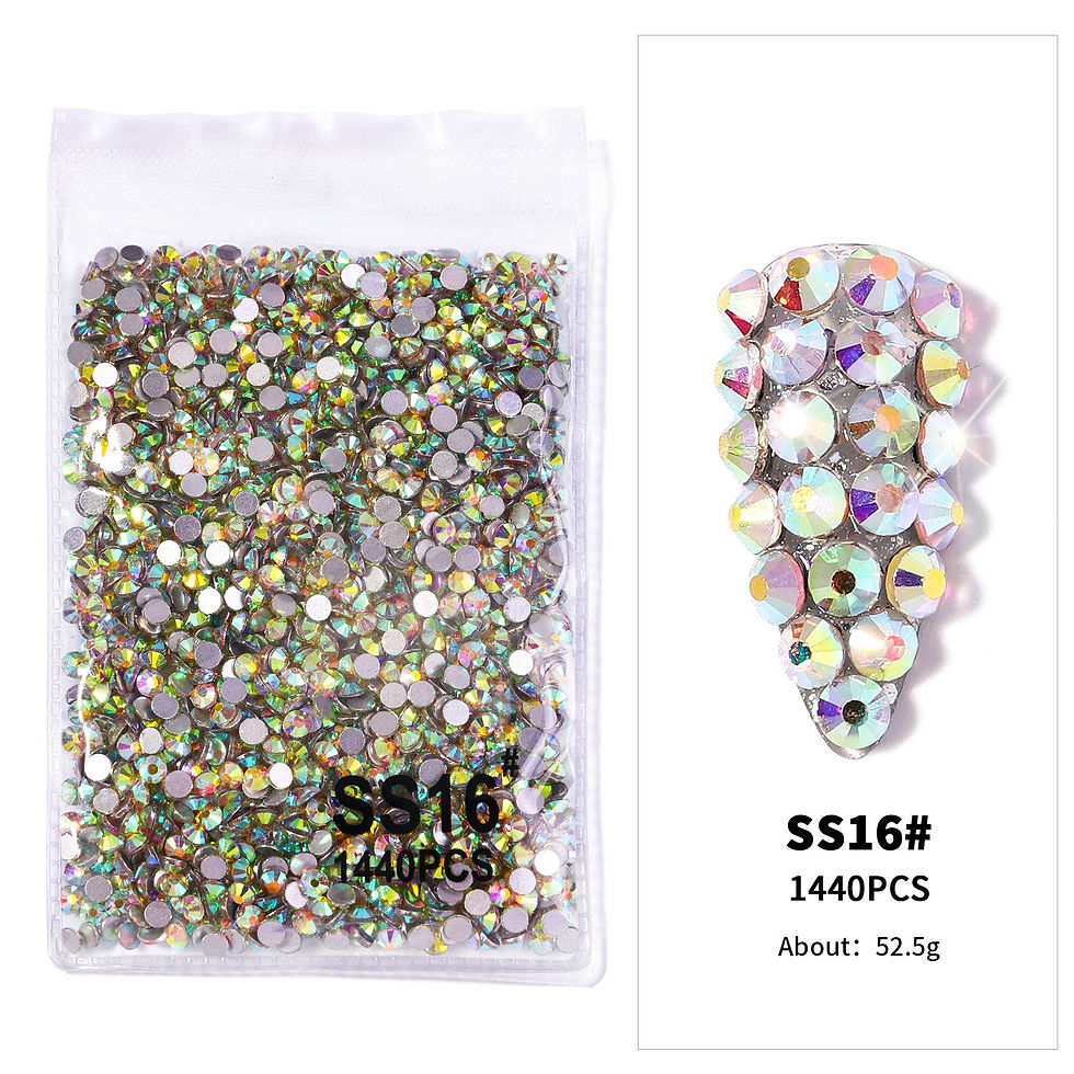 Thumbnail: 12Gird 3D Glass AB Crystal Nail Art Rhinestones Kit Flatback Round Bead Charm Ge