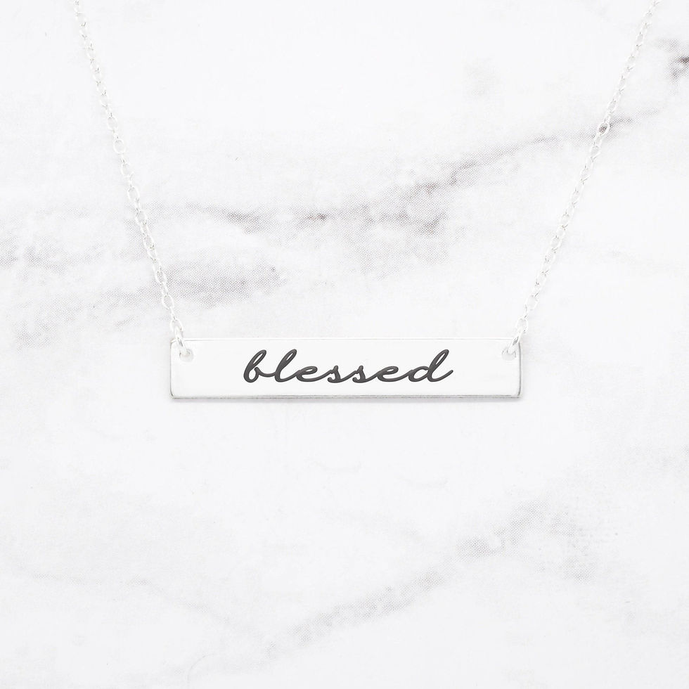 Thumbnail: Blessed Necklace - Rose Gold Bar Necklace