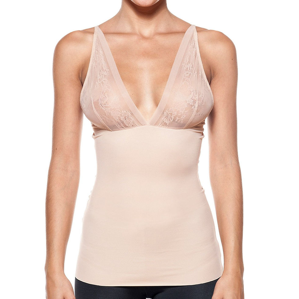 Thumbnail: Body Beautiful Women's Smooth and Silky Slimming Top With Sexy Lace Nude
