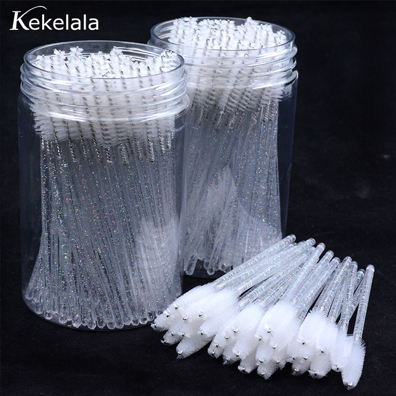 Thumbnail: 50Pcs/Bottle Eyelash Extension Brushes With Container Eyebrow  Eye Lash Mascara 