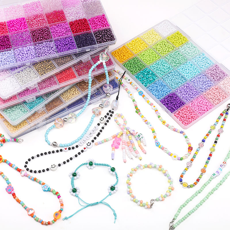 Thumbnail: About 5200Pcs24 Grid Rice Bead Box Handmade DIY Jewelry Bracelet Earrings Kandi 