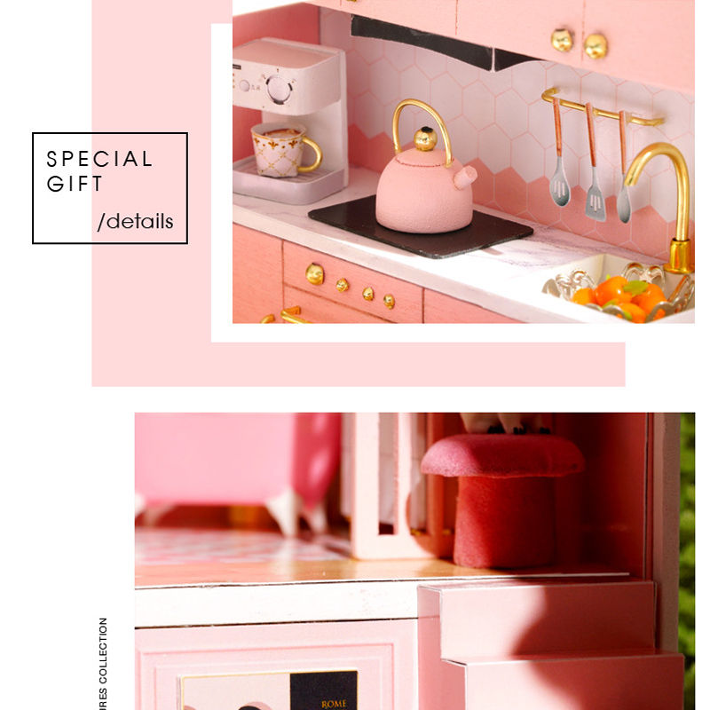 Thumbnail: Doll House Kit 3D Wooden Mini DollHouse Assembly Building with Furniture Kit Toy