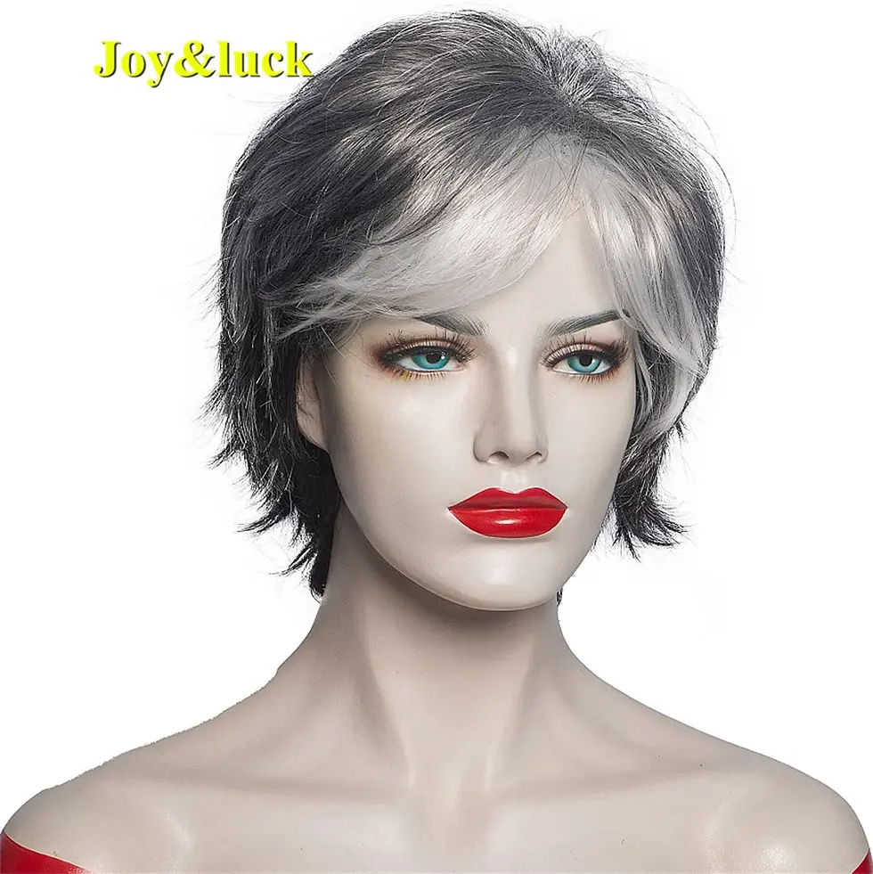 Thumbnail: Short Ombre Blonde Wig Synthetic Bob Straight Hair With Bang