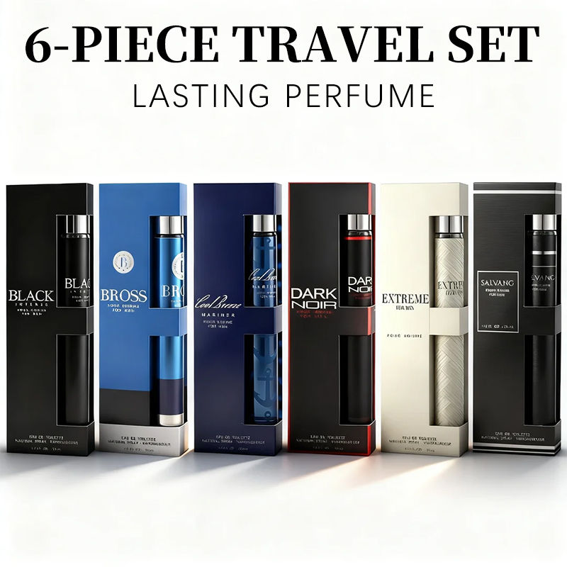 Thumbnail: 6-piece travel set, men's and women's eau de toilette spray, long-lasting fragra