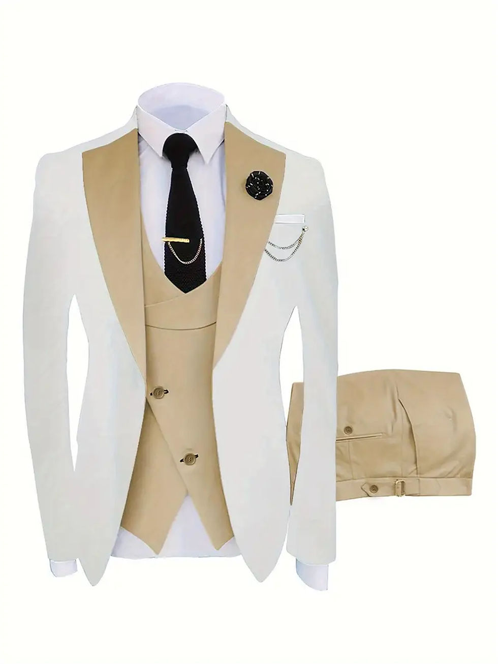 Thumbnail: Fashion Men's Suits 3 Piece Groom Bestmen Slim Fit Wedding Prom Party Tuxedo Ele