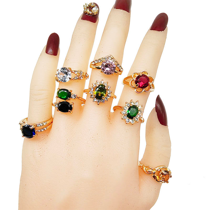 Thumbnail: 20pcs/Lot Jewelry Factory Wholesale New Big Zircon Rhinestone Finger Rings For W