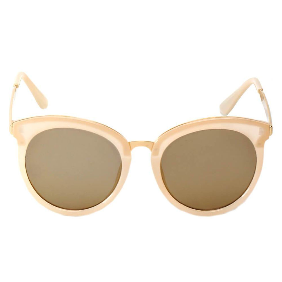 Thumbnail: ELWOOD | Vintage Oversized Round Mirrored Lens Horned Rim Sunglasses