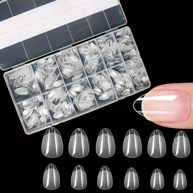 Thumbnail: 600Pcs Full Cover Press On Nail Tips Stiletto Almond Square Coffin French False 