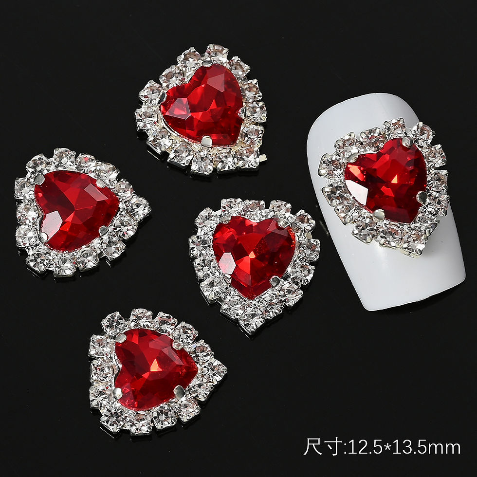 Thumbnail: 5/10pc Luxury Crystal Pink Heart Nail Art Charm 3D Love Shape Nail Rhinestones D