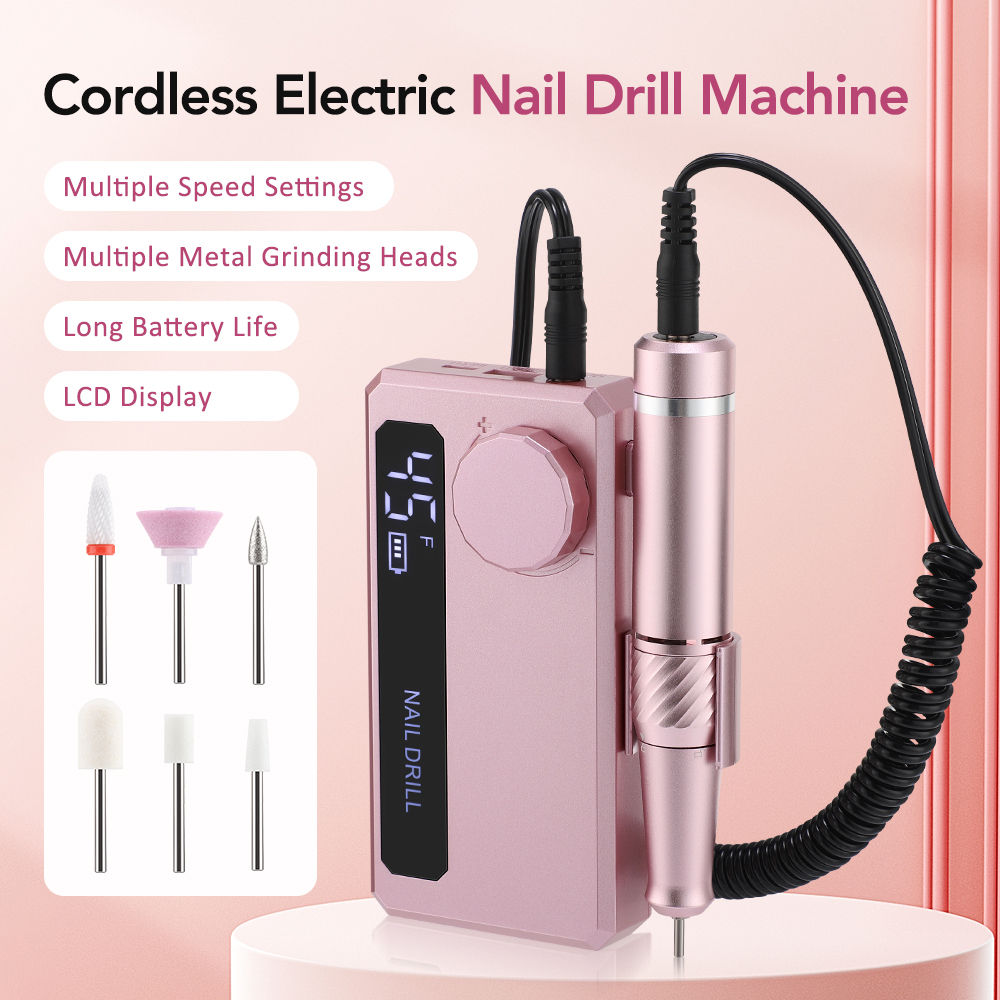 New 45000RPM Professional Electric Nail Drill Machine Low Noise Rechargeable Nai