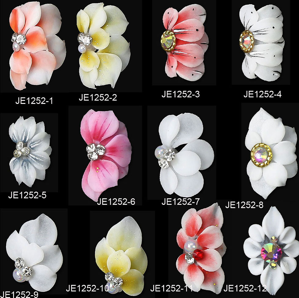 Thumbnail: 8pcs Handmade 100% Real Acrylic Flower Nail Decorations White Multi Color Nail A