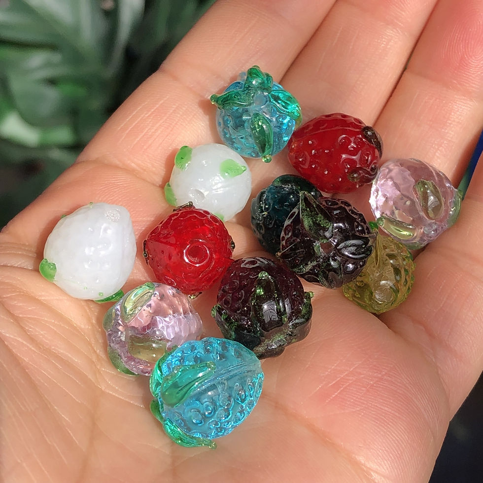 Thumbnail: 12X15Mm Colorful Glass Strawberry Beads, Cute Fruit-Shaped Beads, Handmade DIY B
