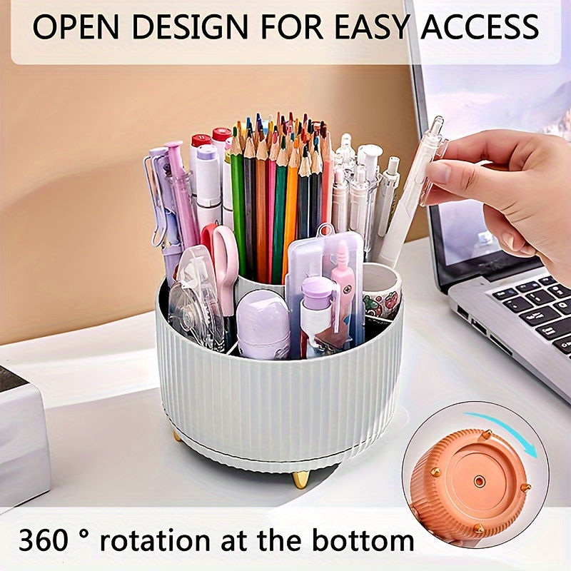 Thumbnail: A desktop pen holder, pencil holder, 5 slots, 360° rotating desktop organizatio