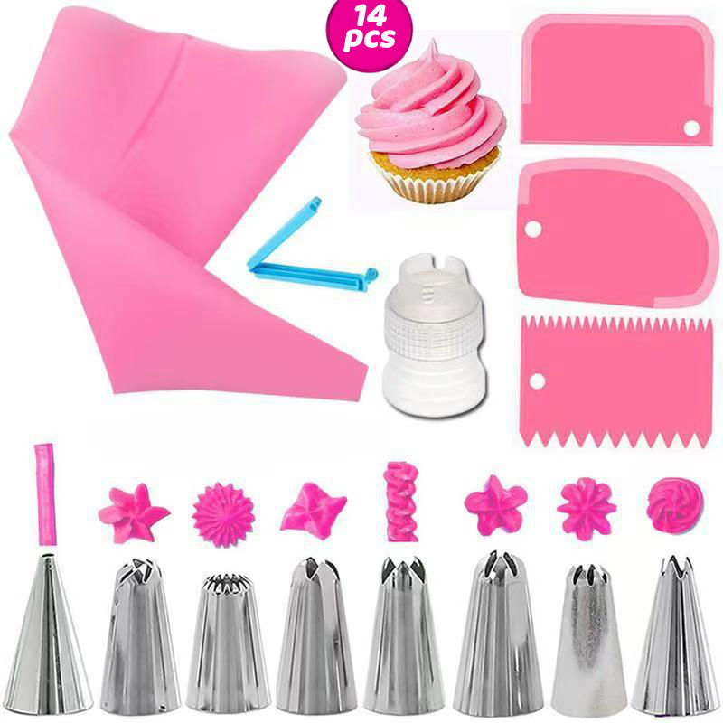 Thumbnail: 14/20Pcs Pastry Bag Set with Reusable Piping Nozzles for DIY Cake Icing Chocolat