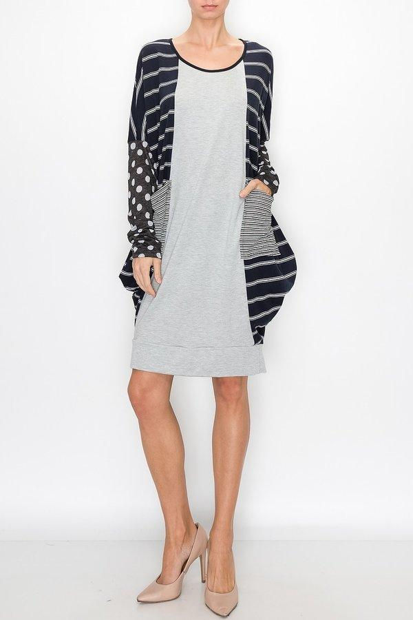 Thumbnail: Color Block Long Sleeve Dress With Pocket