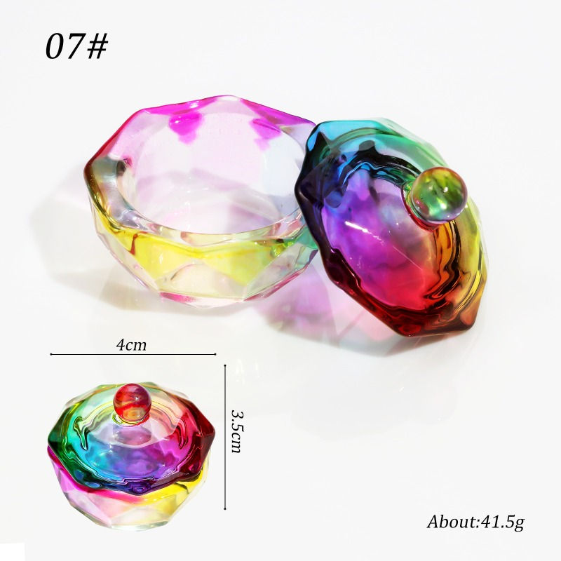 Thumbnail: Colorful Crystal Glass Acrylic Powder Liquid Nail Cup Dish Lid Bowl with Cap Man