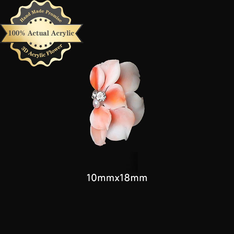 Thumbnail: 8pcs Handmade 100% Real Acrylic Flower Nail Decorations White Multi Color Nail A