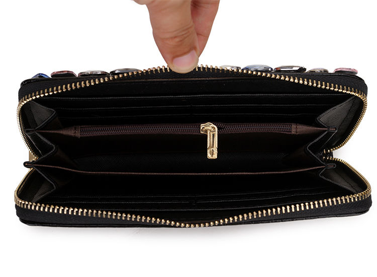 Thumbnail: High Quality Luxury Diamond Flower Coin Purse Card Holder Long Wallets Fashion W