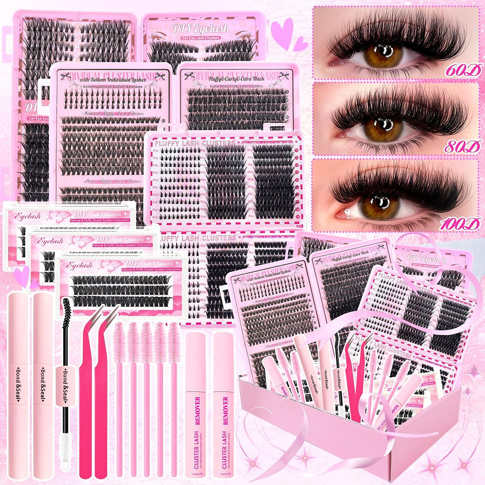 Thumbnail: 17 Pairs D Curl Cluster Eyelash Extensions, soft reusable fluffy thick upper & l
