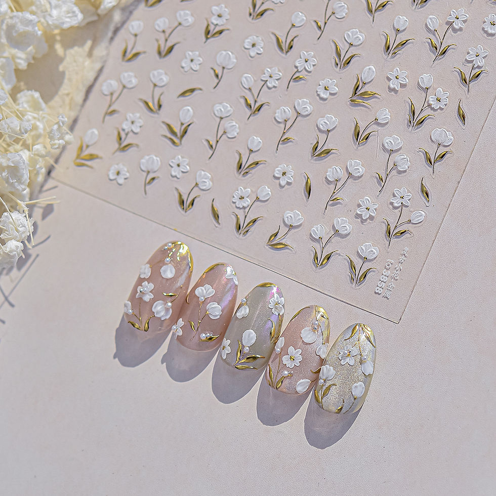 Thumbnail: 1Sheet 5D Soft Embossed Relief Nail Stickers Cute Daisies Self Adhesive Slider S