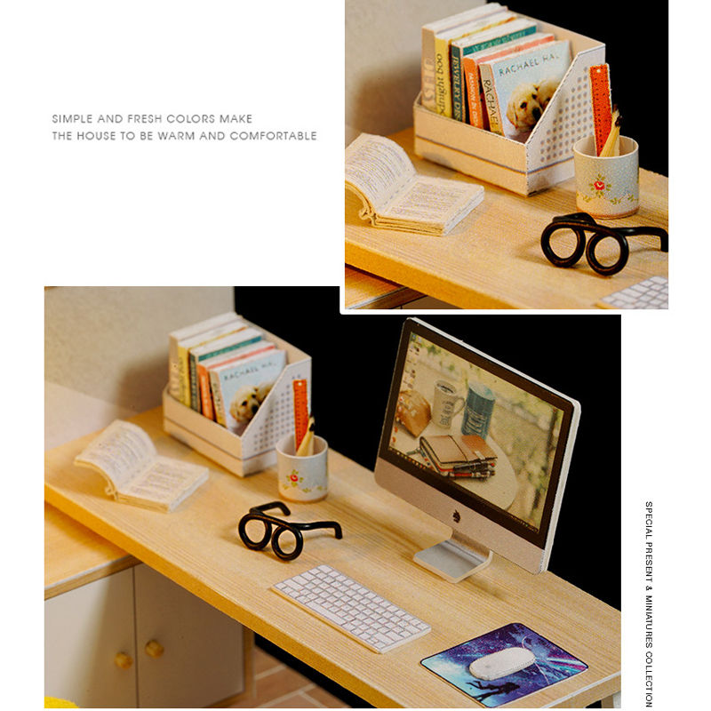 Thumbnail: Wooden Miniature Doll House DIY Small House Kit Making Room Toys 3D Puzzle Assem