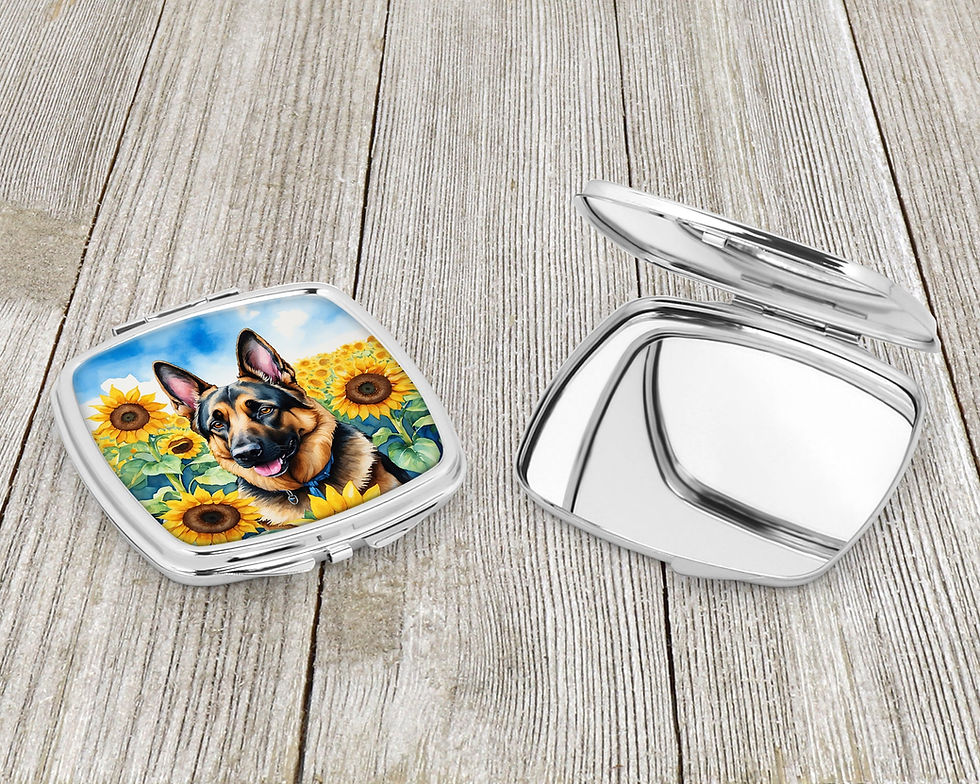 Thumbnail: German Shepherd in Sunflowers Compact Mirror