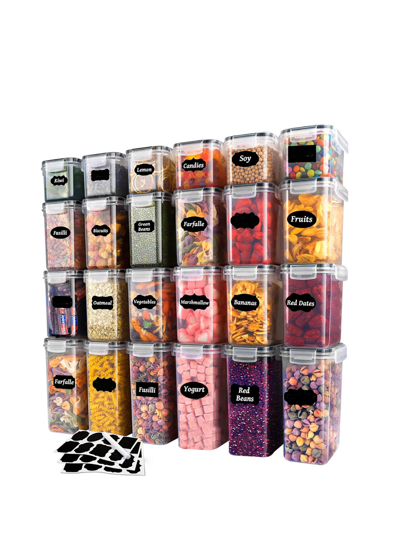 24pcs，Sealed food storage containers with LIDS - lunch boxes ideal for organiz