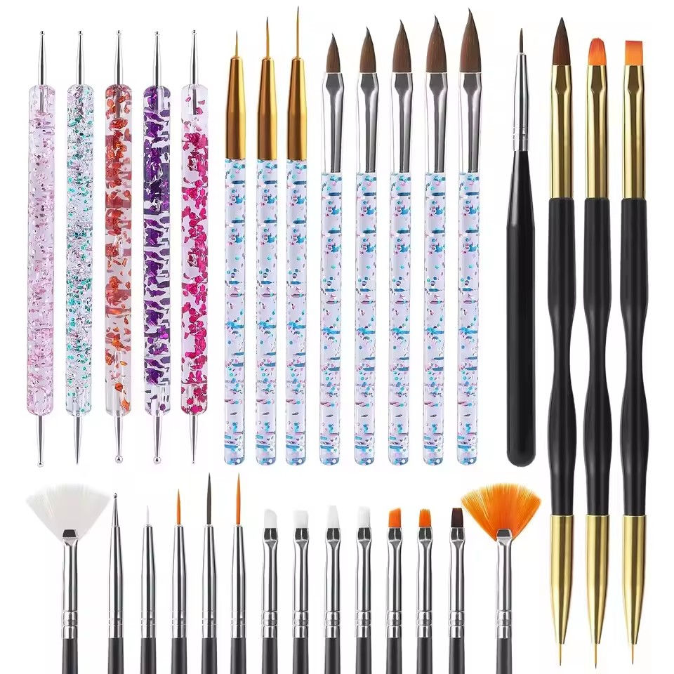 Thumbnail: 6/31Pcs Nail Art Brush Design Tip Painting Drawing Carving Dotting Pen FlatFan L