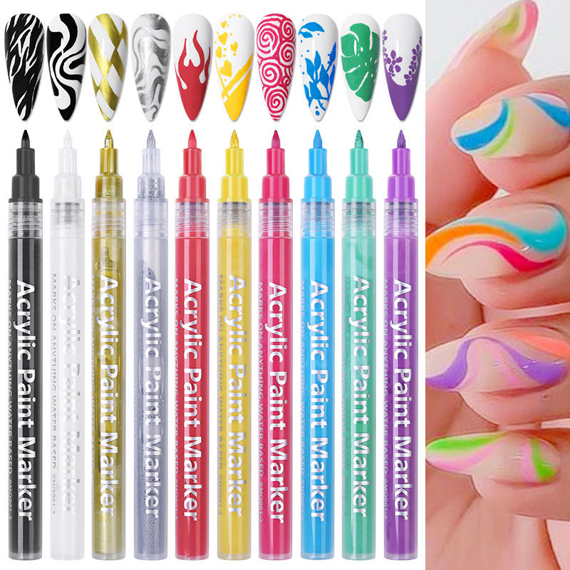 Thumbnail: 0.7mm Nail Art Graffiti Pen Acrylic Quick Drying Gel Polish Without Lamp Colorfu