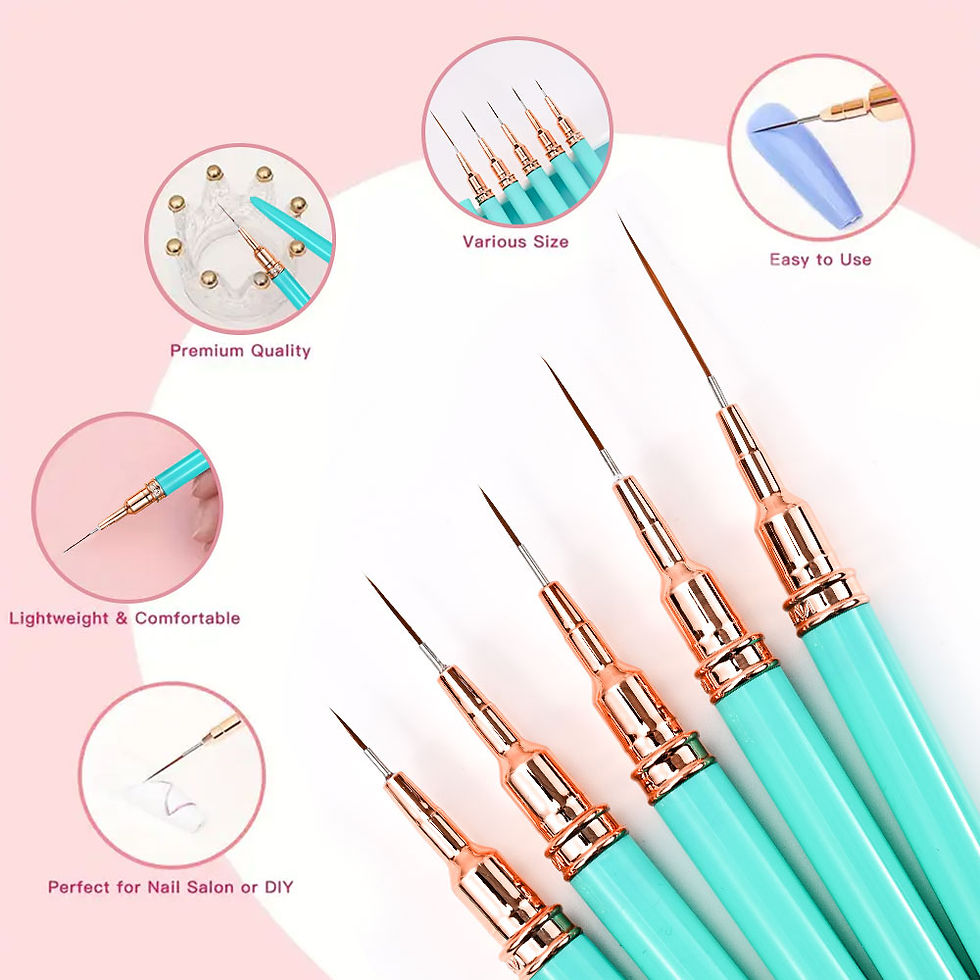Thumbnail: 5/10pcs Pink/Black Nail Art Liner/Painting Brushes Ultra-thin Line Drawing Tool 