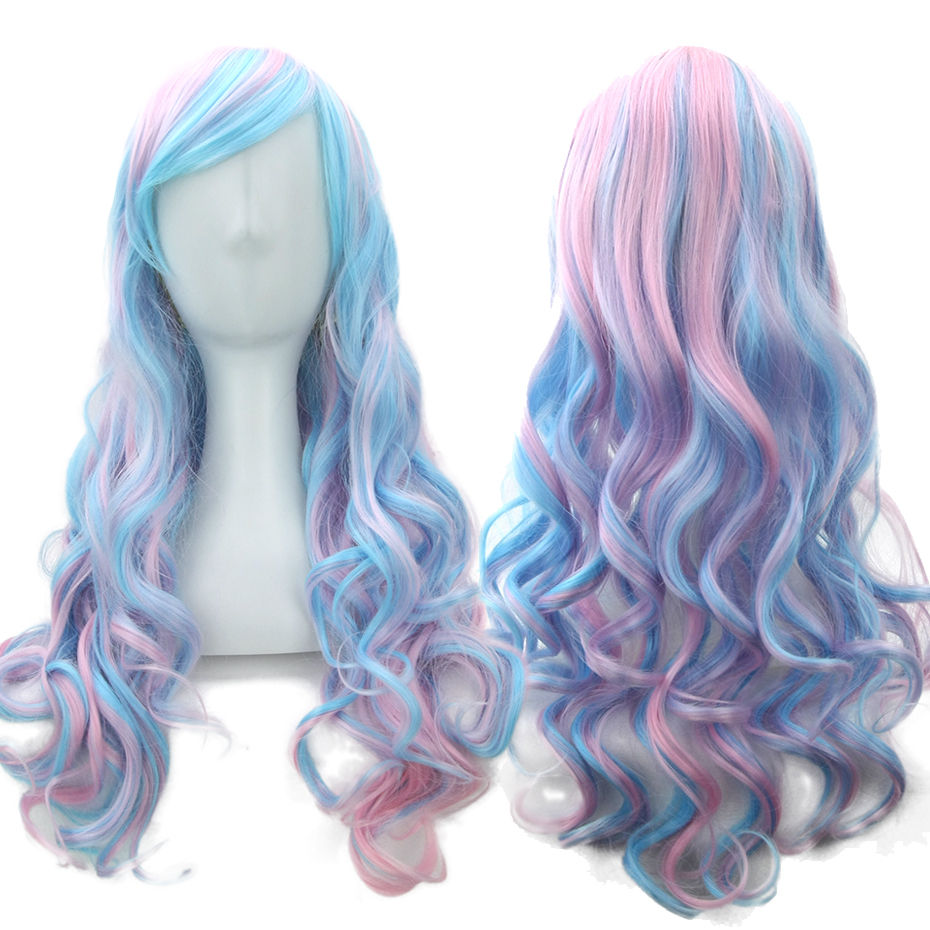 Thumbnail: Soowee Synthetic Hair Ombre Rainbow Cosplay Wig with Bangs Red Yellow Purple Gre