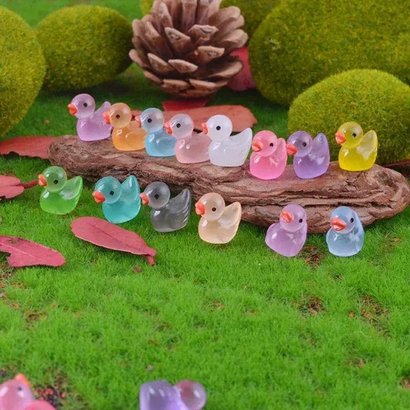 Thumbnail: 500-50pcs Luminous Mini Ducks Moss Microlandscape Miniature Duck Figurines Fairy