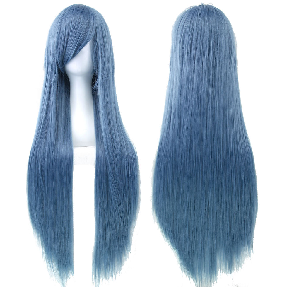 Thumbnail: Soowee 80cm Long Synthetic Hair White Purple Cosplay Wigs Party Black Hair Strai