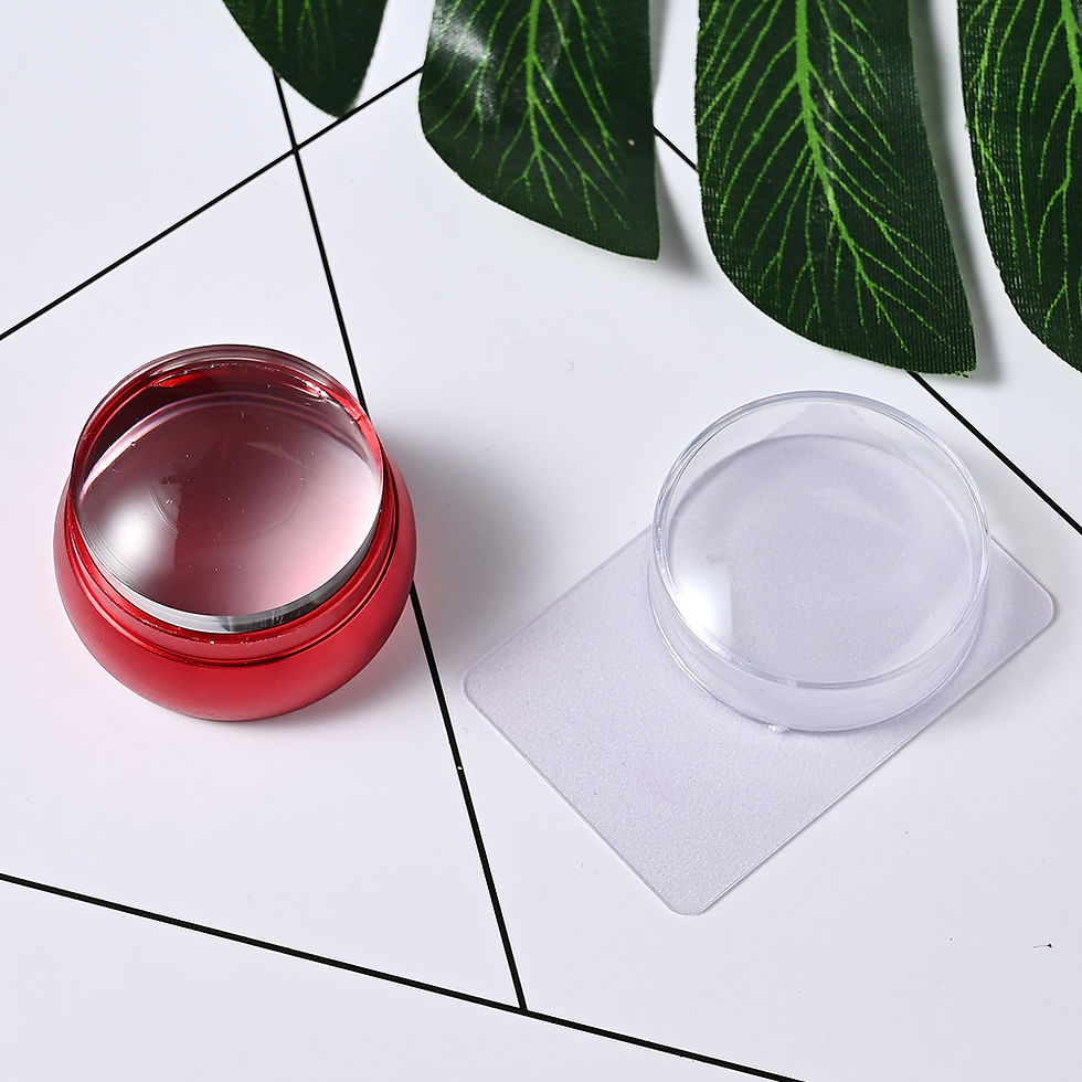 Thumbnail: Round Silicone Nail Stamper With Scraper Transparent Soft Jelly Head Nail Art St